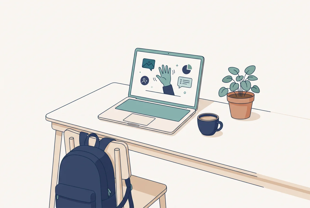 Illustration: der Arbeitsplatz einer neuen Kollegin ist per Onboarding-Workflow schon am ersten Tag startklar